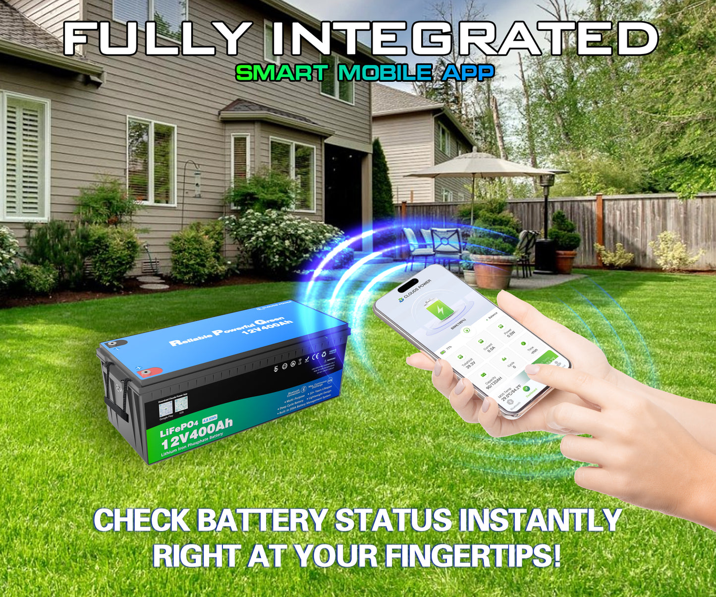 clouds power 12v 400ah multi-purpose lithium battery