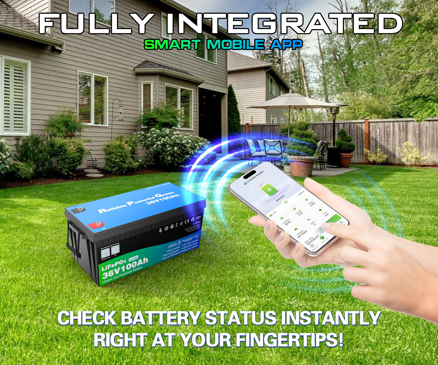 clouds power 36v 100ah multi-purpose lithium battery