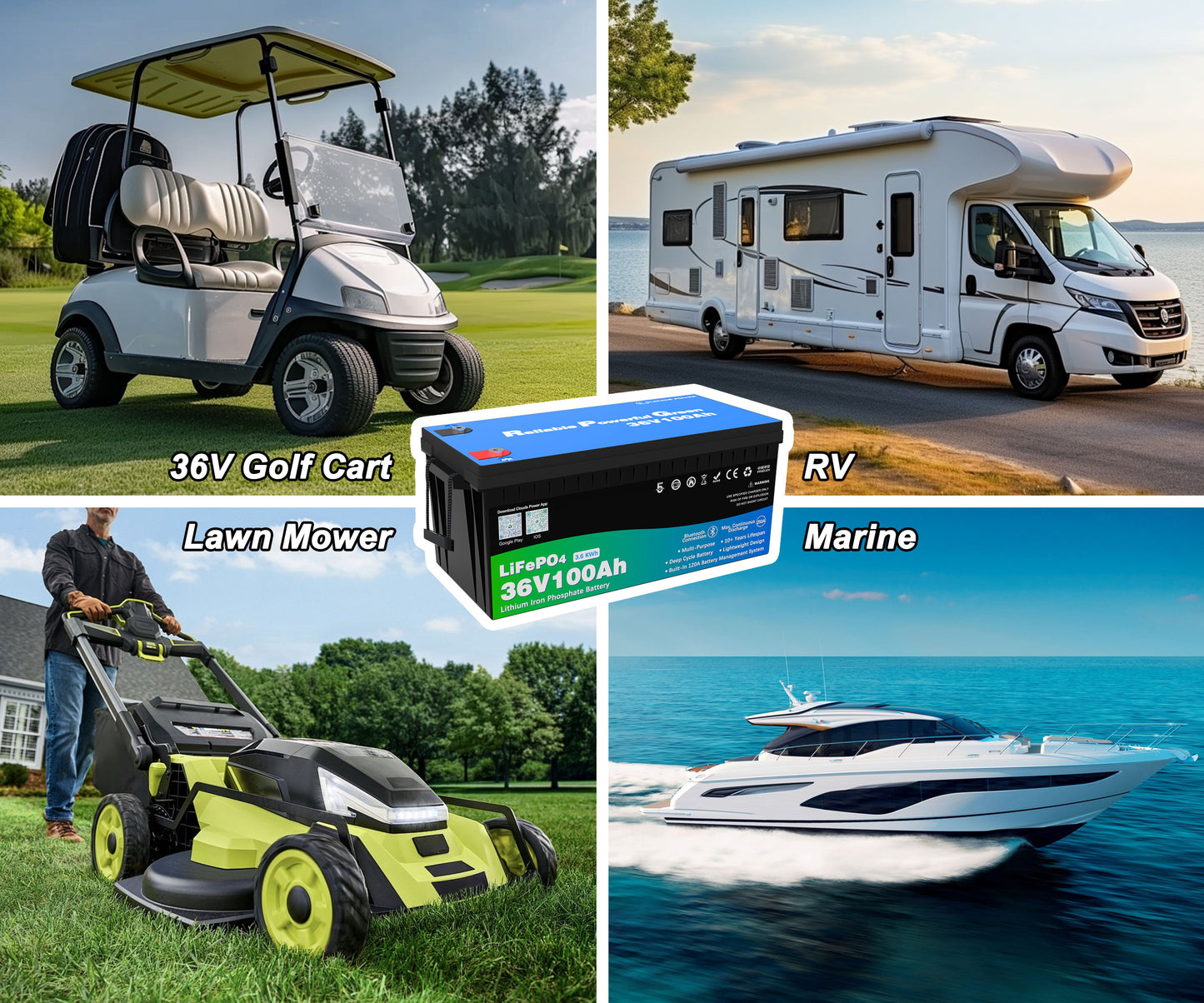 clouds power 36v 100ah multi-purpose lithium battery
