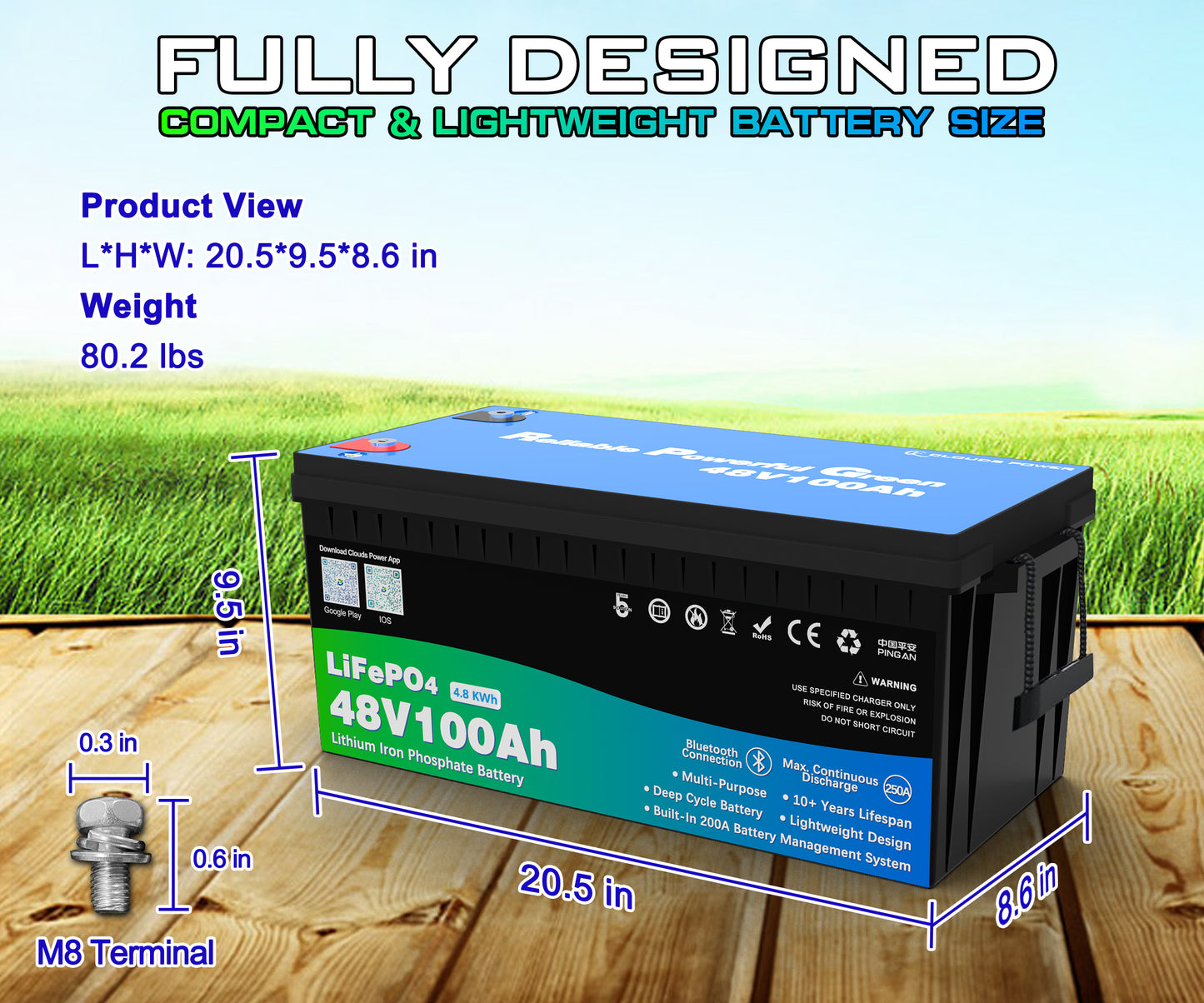 Clouds Power 48V 100Ah LiFePO4 Multi-Purpose Lithium Battery