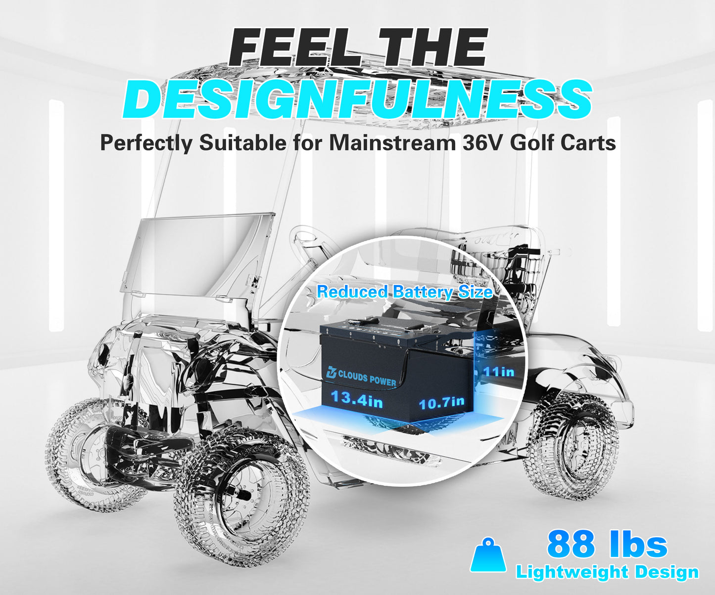 clouds power 36v 105ah lithium golf cart battery