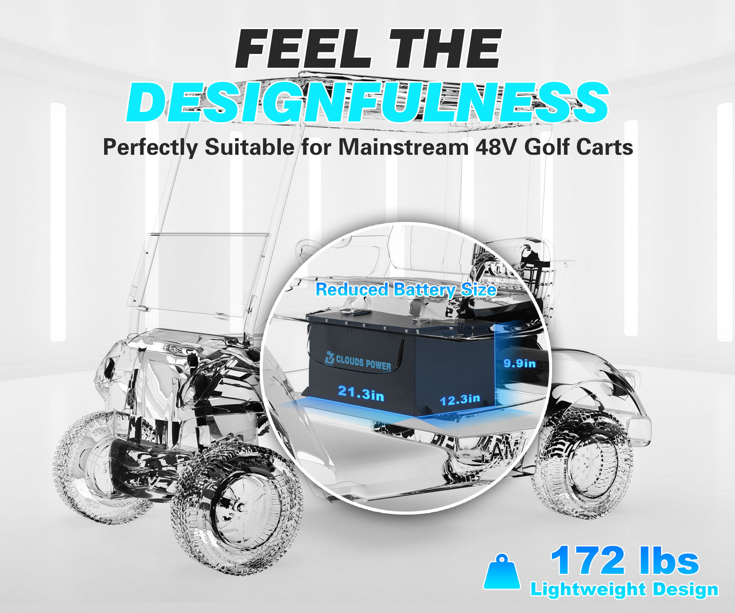 clouds power lithium 48v 150ah golf cart battery designed for 48v golf carts