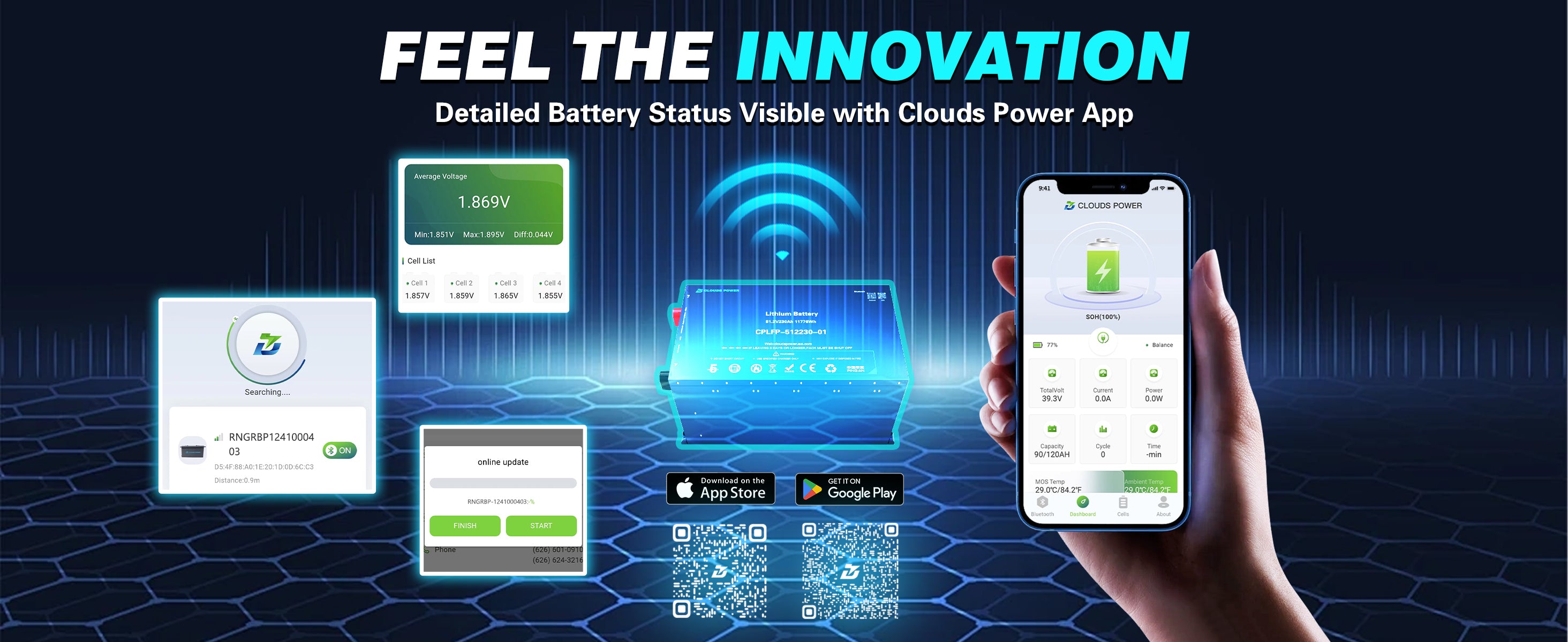 clouds power 48v 230ah lithium golf cart battery