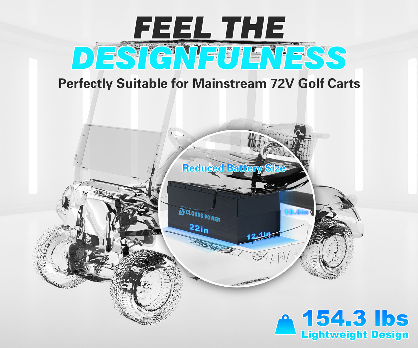 clouds power 72v 105ah lithium golf cart battery