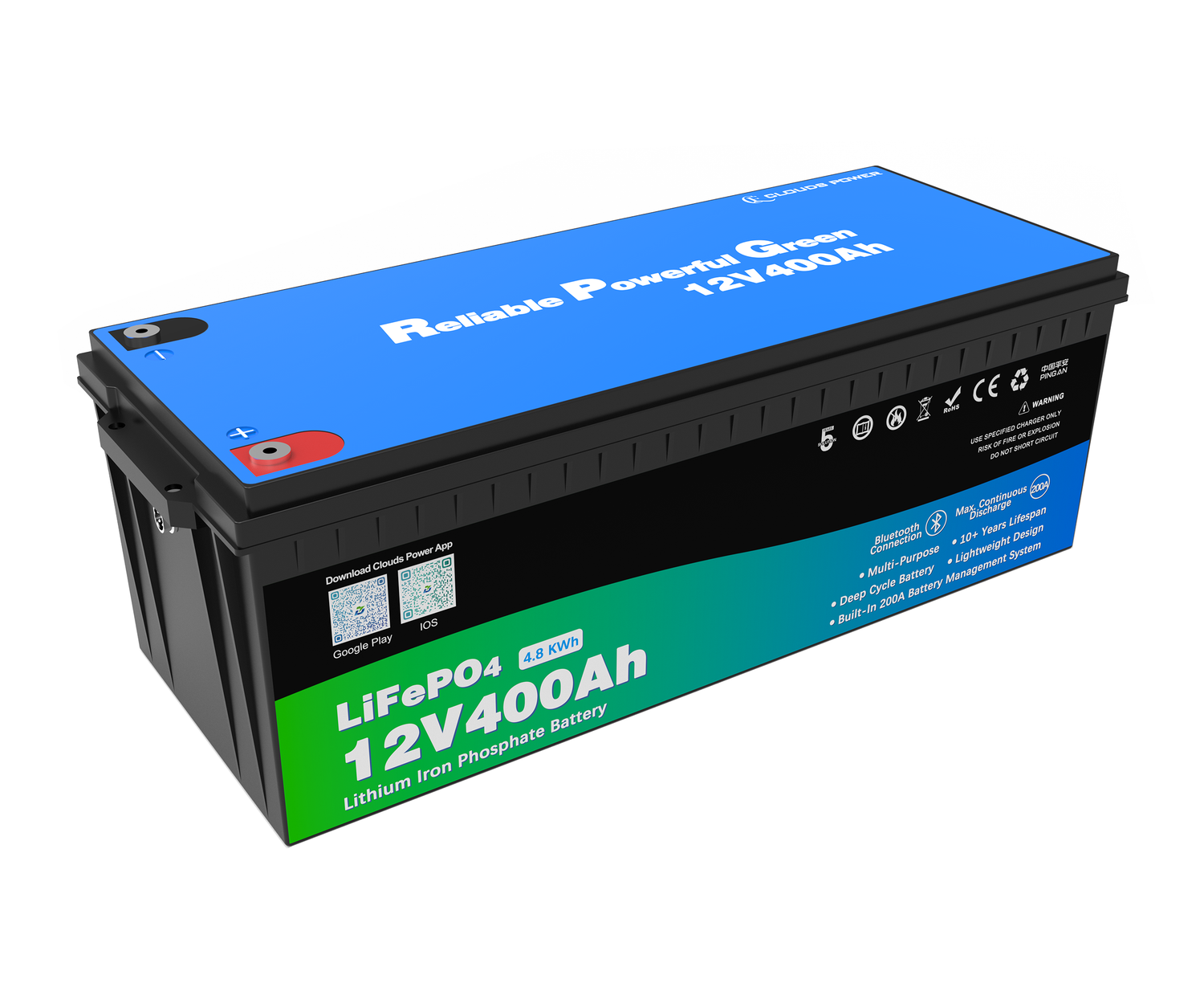 clouds power 12v 400ah lithium battery