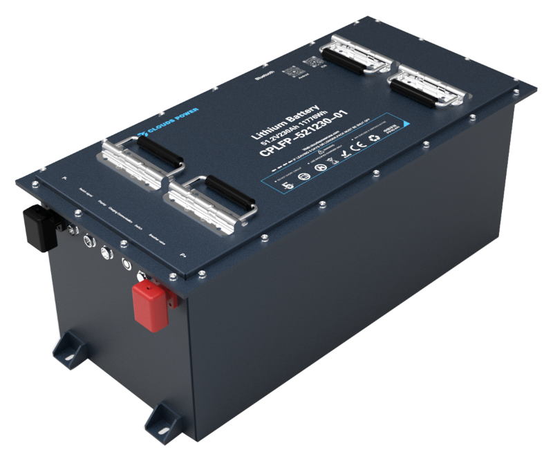 Battery pack with connectors on a white background