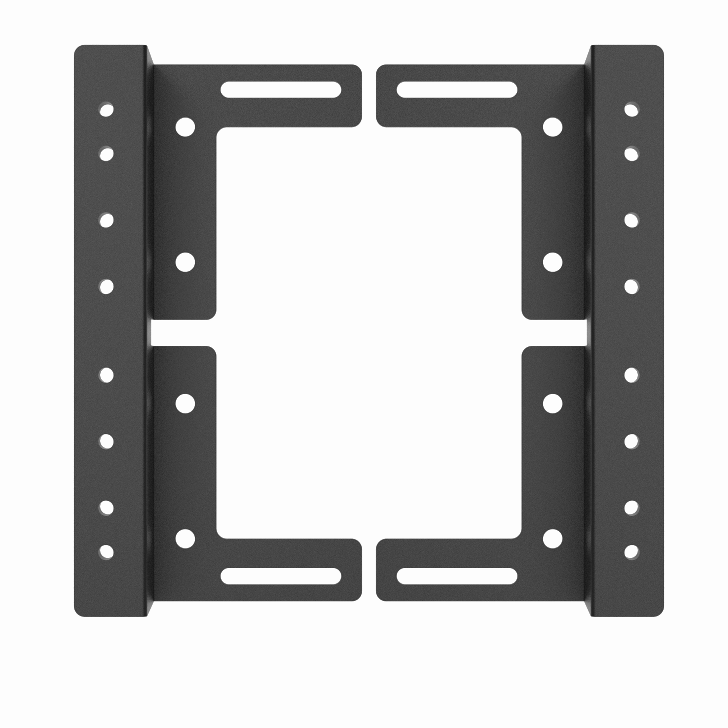 Black lithium battery mount bracket on a white background