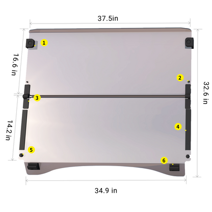 Measurement chart of golf cart windshield with dimensions labeled