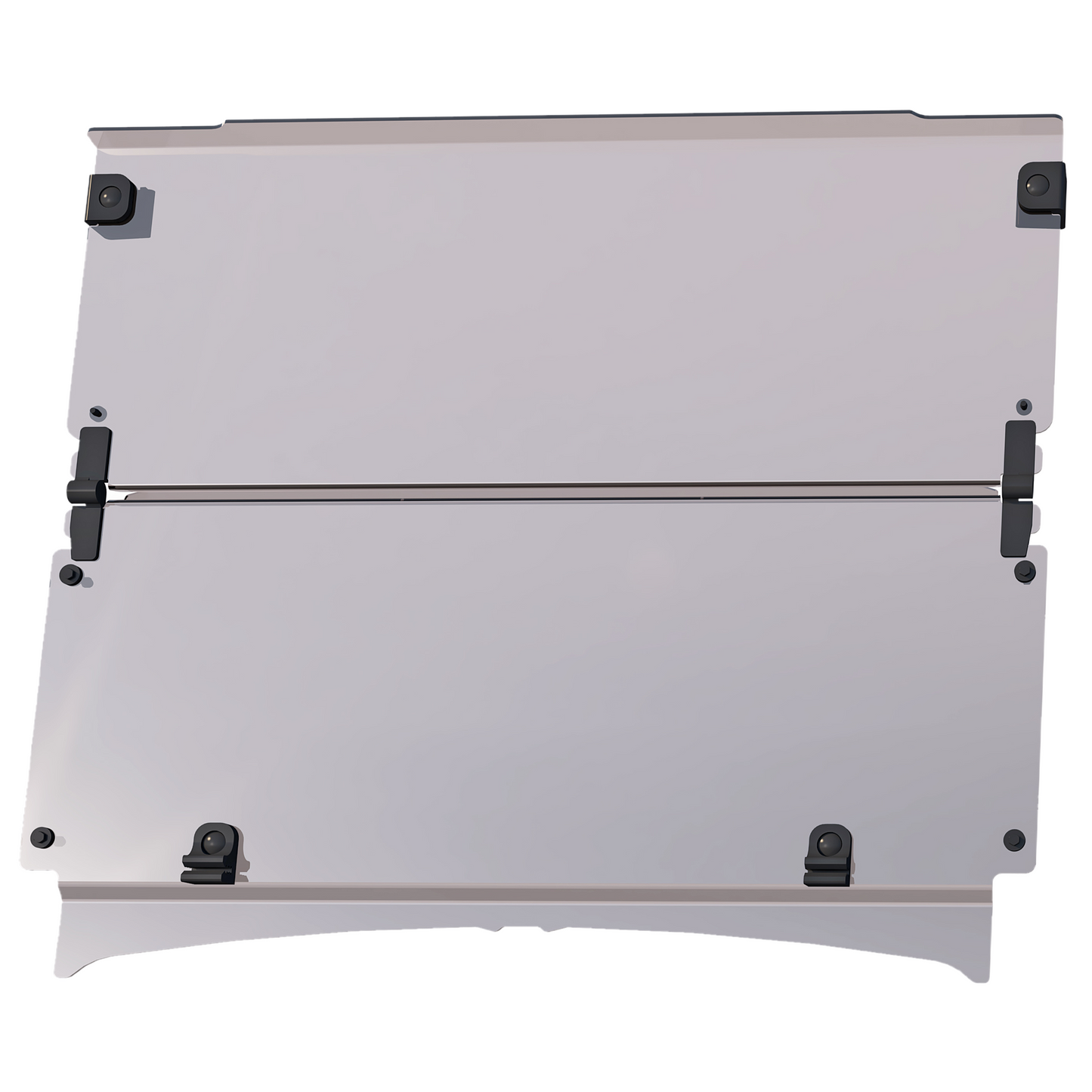 clouds power golf cart windshield with black fasteners on a white background