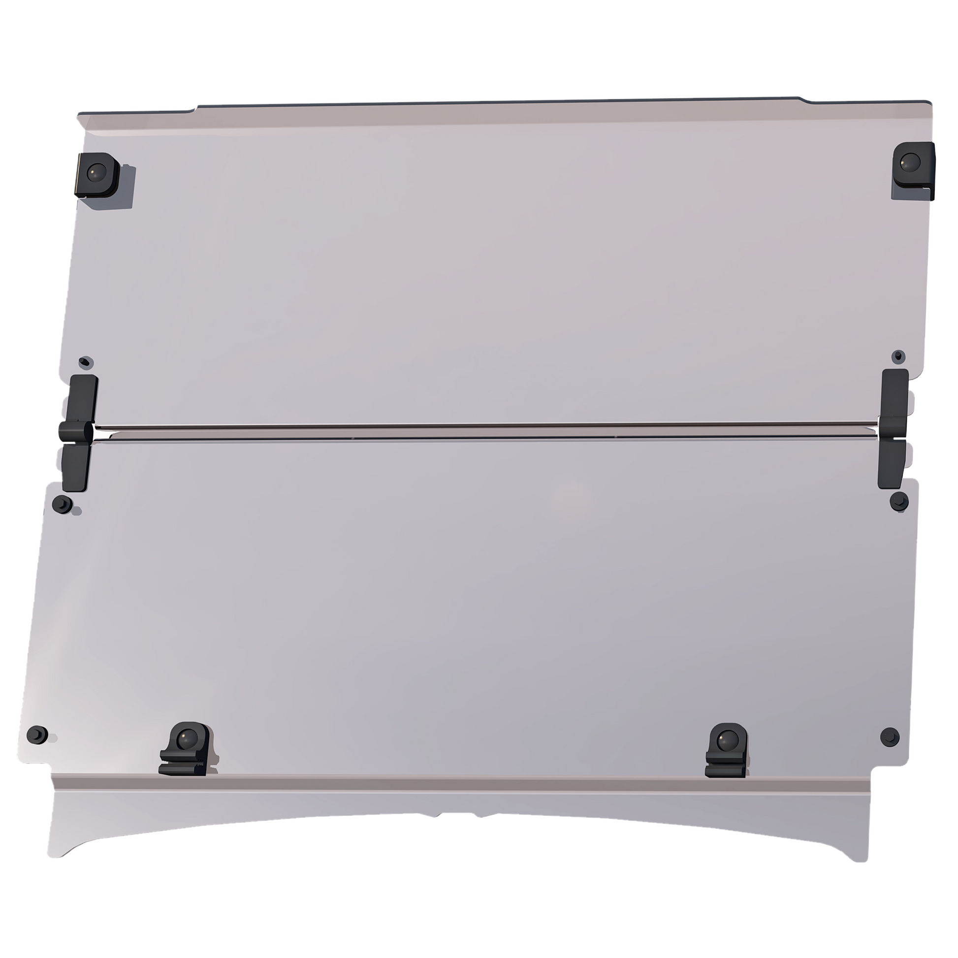 clouds power golf cart windshield with black fasteners on a white background