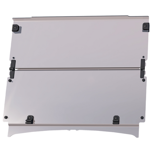 clouds power golf cart windshield with black fasteners on a white background