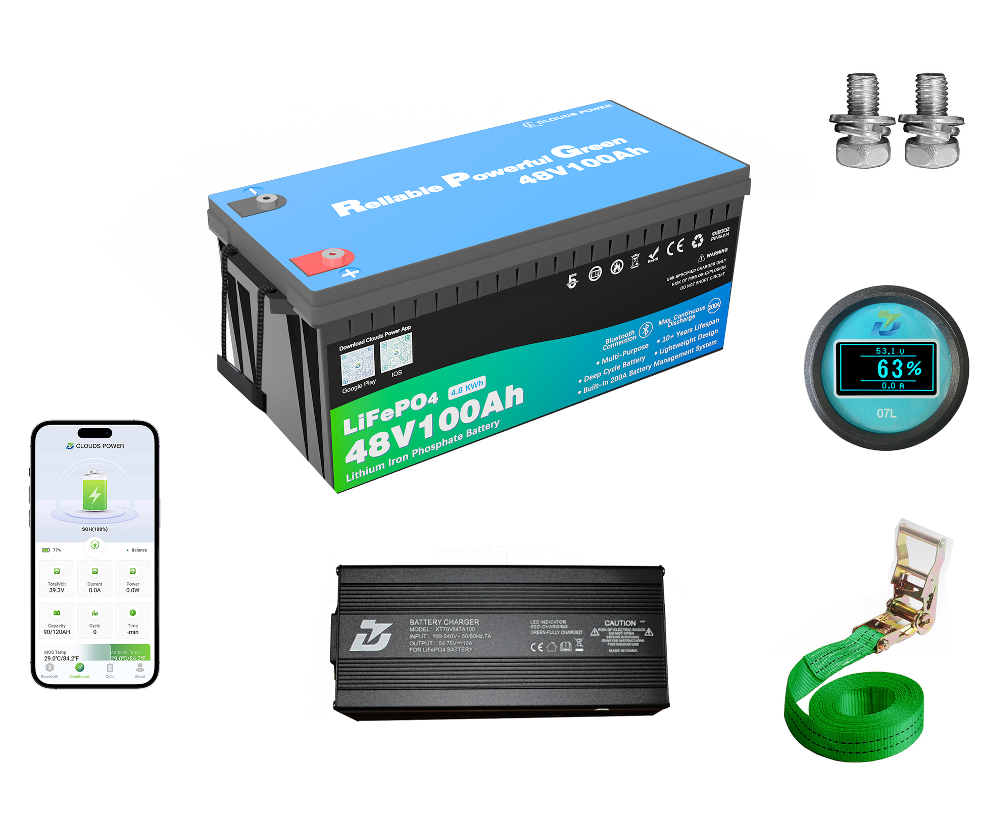 clouds power 48v 100ah multi-purpose lithium battery