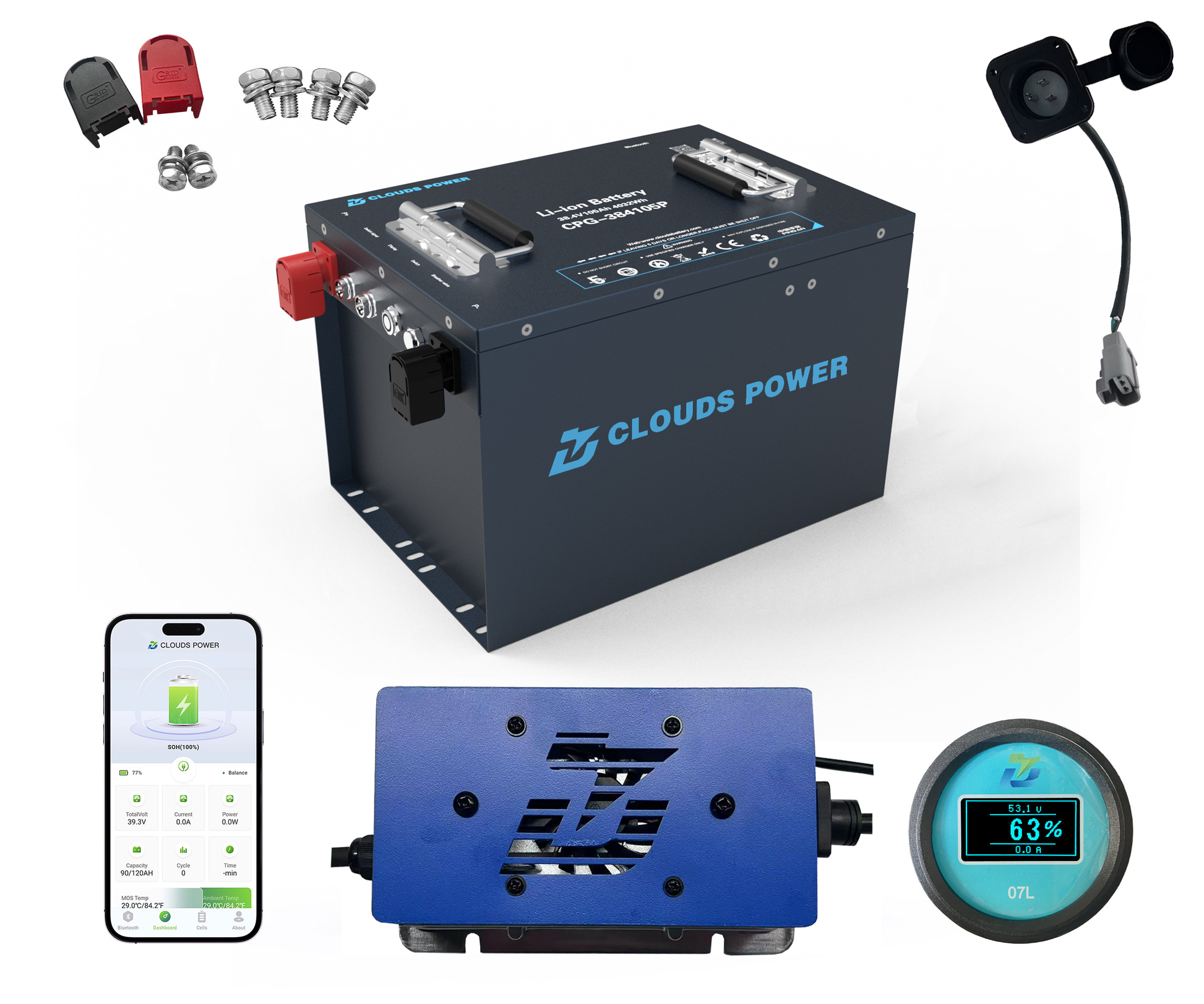 clouds power 36v 105ah lithium golf cart battery