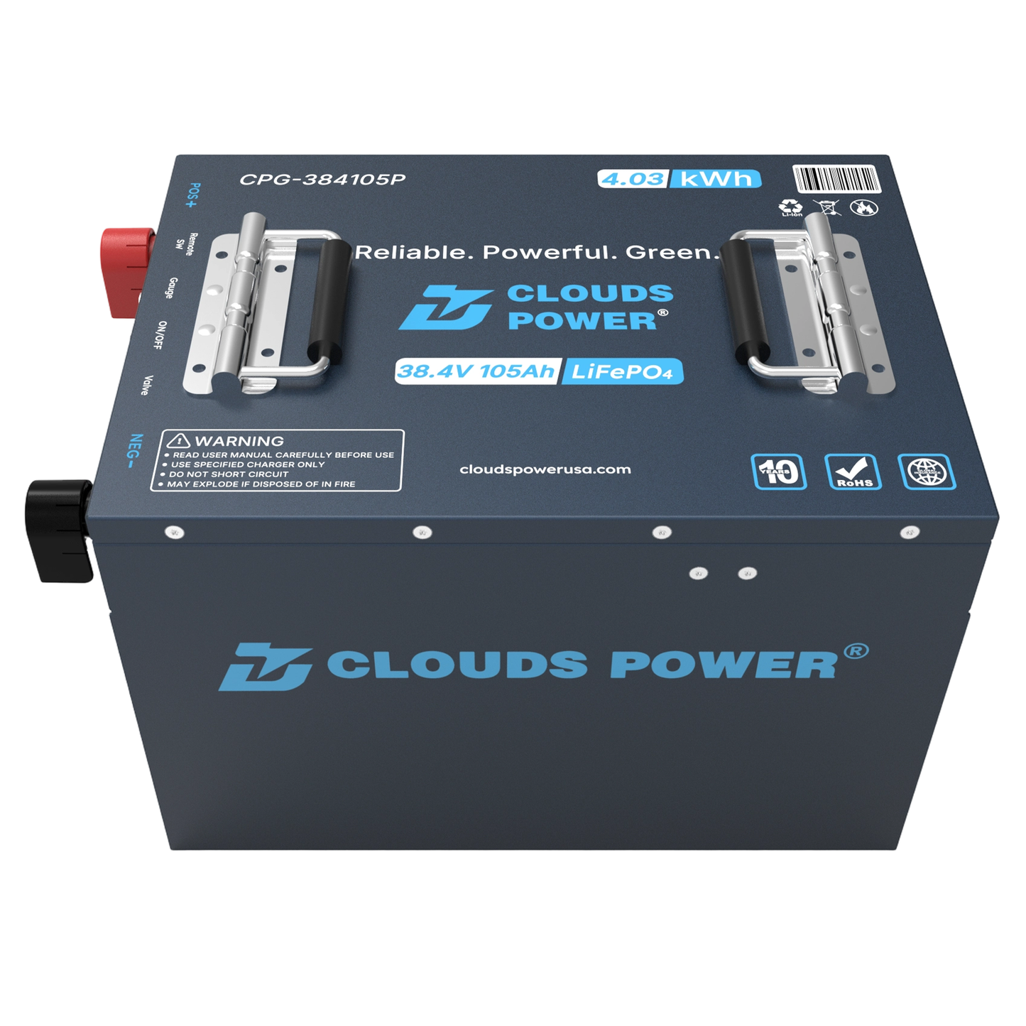 Clouds Power 36V (38.4V) 105Ah MINICUBIC LiFePO4 Lithium Golf Cart Battery