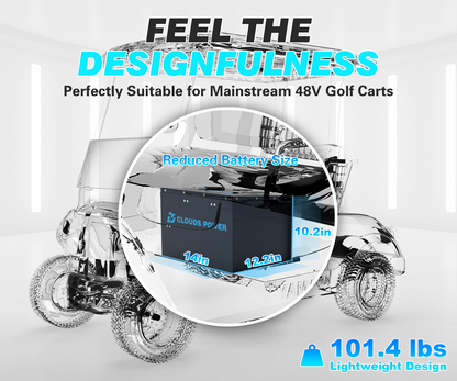 Clouds Power 48V (51.2V) 105Ah CUBIC LiFePO4 Lithium Golf Cart Battery