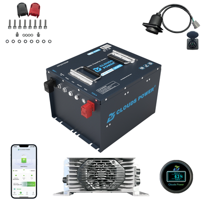 Clouds Power 48V (51.2V) 105Ah CUBIC LiFePO4 Lithium Golf Cart Battery