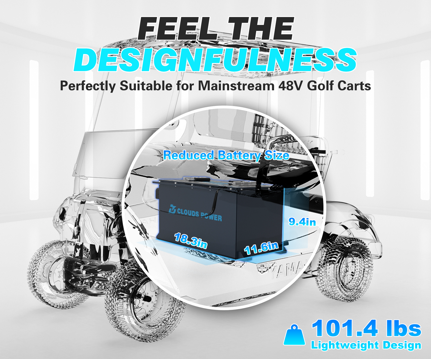 Clouds Power 48V (51.2V) 105Ah CLASSIC LiFePO4 Lithium Golf Cart Battery