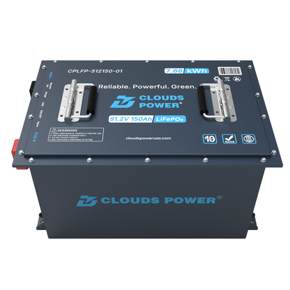 Clouds Power 48v 150ah lithium golf cart battery on a white background