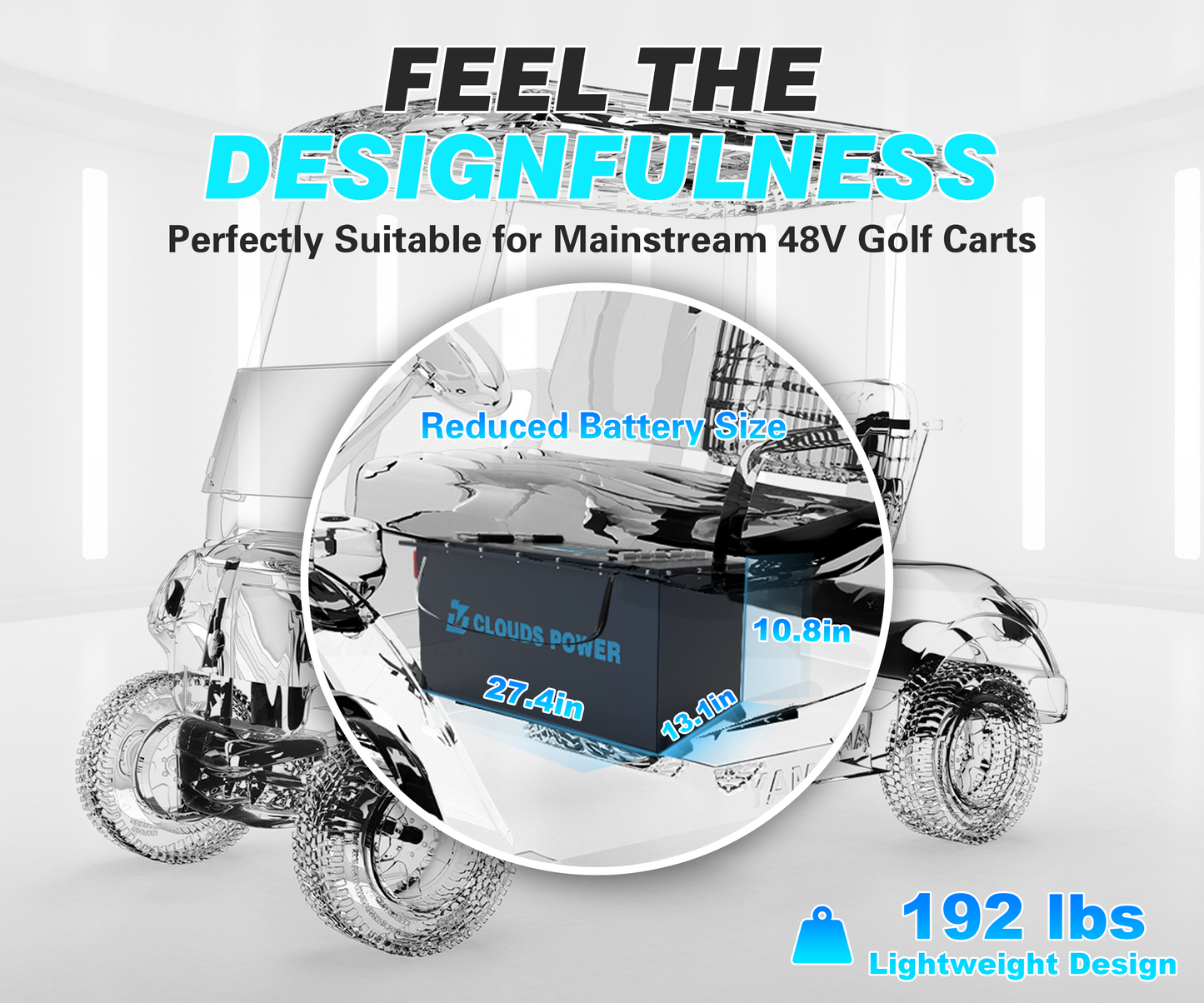 Clouds Power 48V (51.2V) 230Ah MAX LiFePO4 Lithium Golf Cart Battery