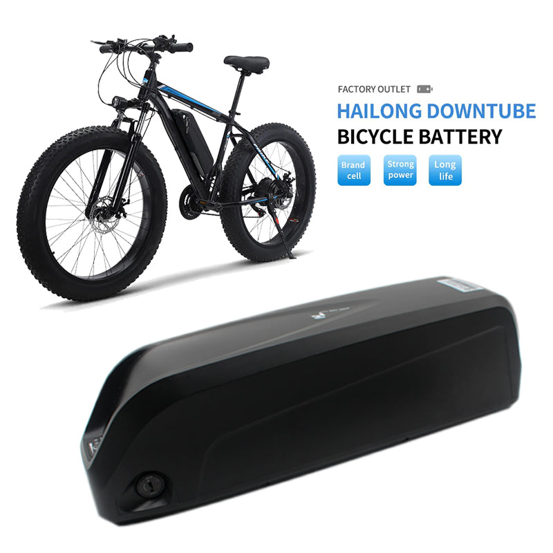 Electric bicycle with Hailong Downtube Bicycle Battery on a white background